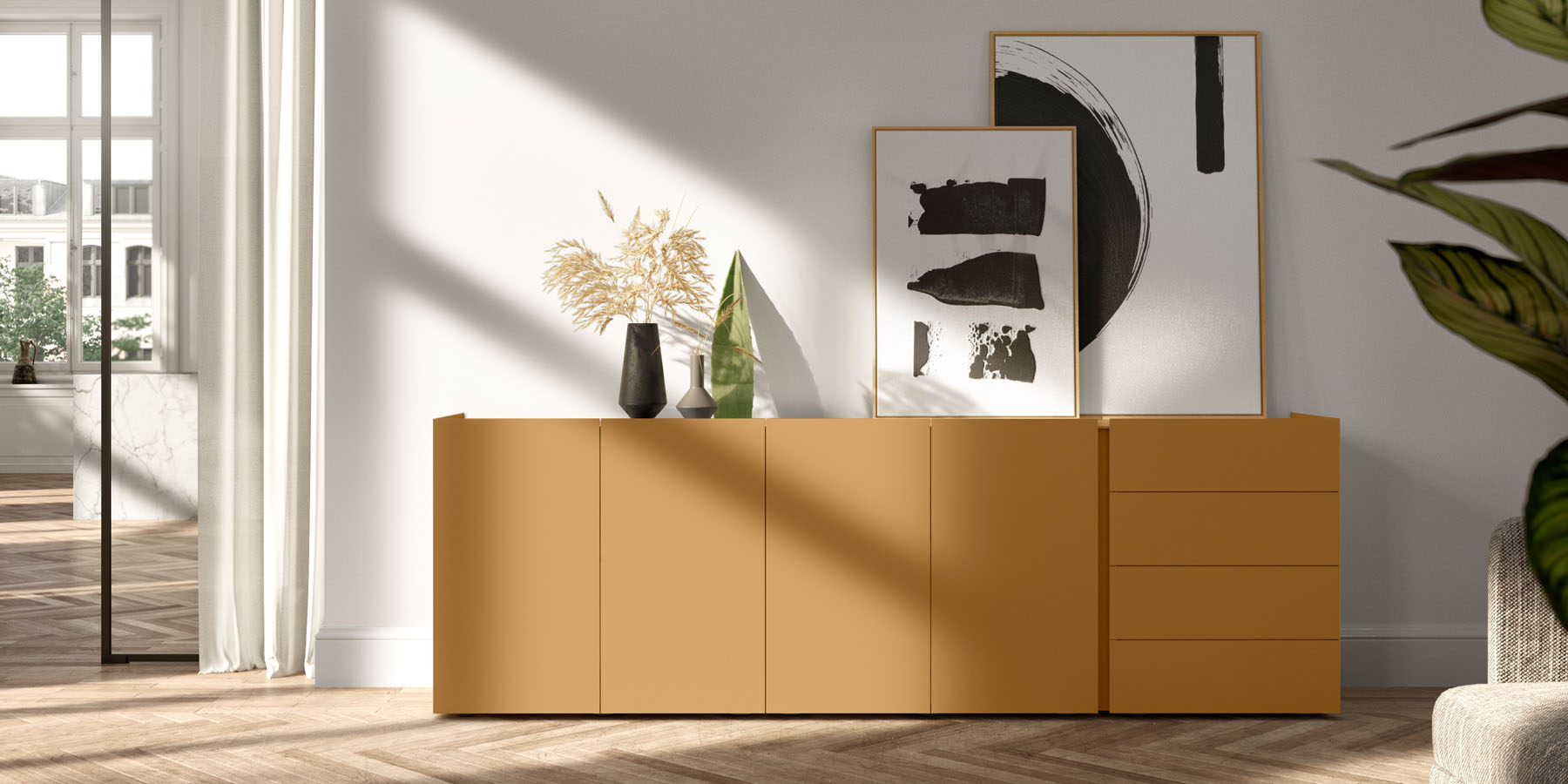 jorel Sideboard Bequemes Öffnen ohne Griffe